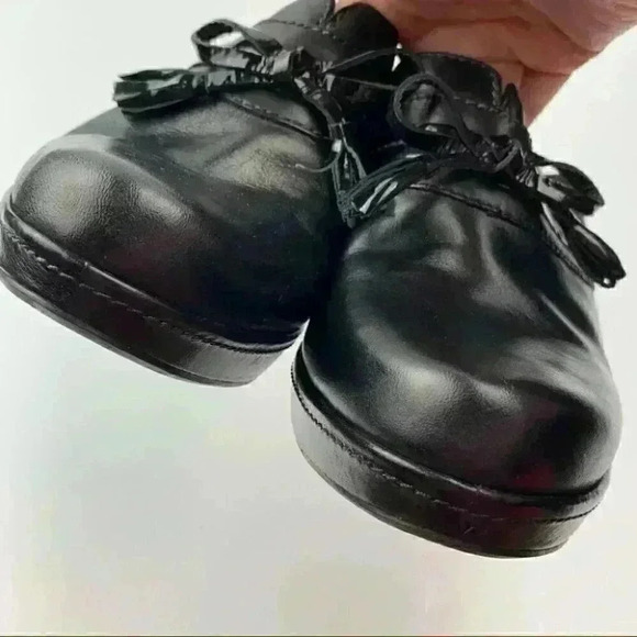 Ecco mules size 38 7-7.5 black leather bow - Picture 8 of 13